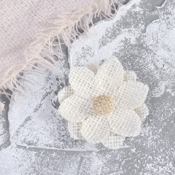 COSMOBETTY 10Pcs Jute Burlap Flower White Centerpiece Flowers for Wedding Supply and Rustic Decor