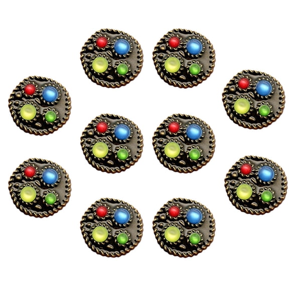 COSMOBETTY 10Pcs Rhinestone Copper Buttons for Women's and Headwear Assorted Color