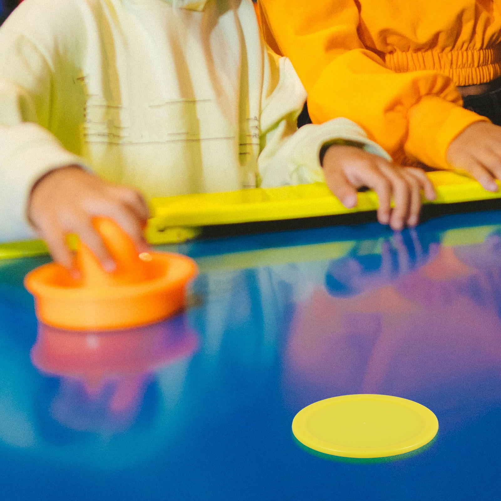 COSMOBETTY 10Set Yellow Plastic Hockey Pucks for Table Game Style Competitive Matches 2.6x2.6x0.1in