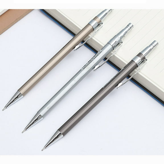 COSMOBETTY 15Pcs Metal Mechanical Pencil for Students Cylindrical Writing Drafting Silver Random Color 5.9 x 0.4 x 0.4in