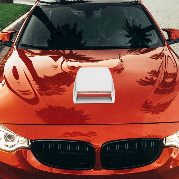 COSMOBETTY 1Pack Auto Hoods Vents Bonnet Cover Decorative Hood Scoop Air Flow Intake Silver ABS