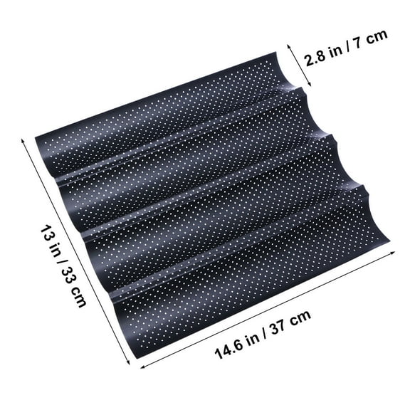 COSMOBETTY French Bread Loaf Pan Heat Resistant 1Pack 14.6*13*0.8in Black