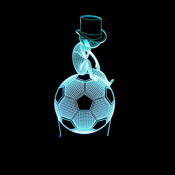 COSMOBETTY 1Pack Creative Desk Lamp Thinking Football Boy Design Lamp Acrylic 3D Illusion for Kids Bedroom Table