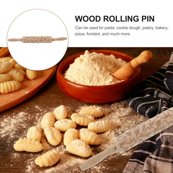 COSMOBETTY 1Pack Cylindrical Wood Rolling Pin for Fondant Icing and Pasta Making 11.8x1.8x1.8in