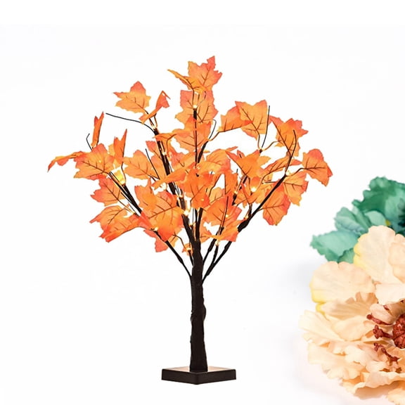 COSMOBETTY 1Pack Fall Lighted Maple Tree With Plastic Silk Cloth Copper Wire For Indoor Use 50 x 40 x 20 in