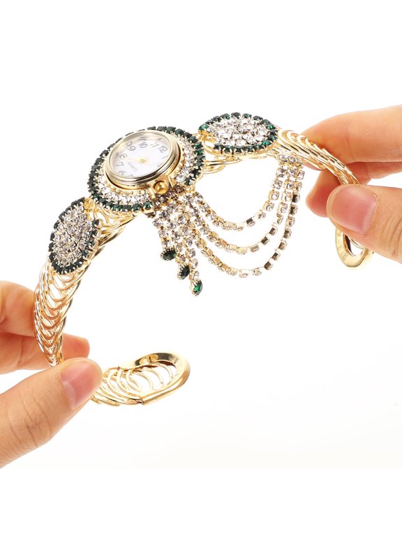 1Pack Lady Quartz Watch Round Shape Alloy Stainless Steel Back Cover for Women 1.97X1.38X0.79in