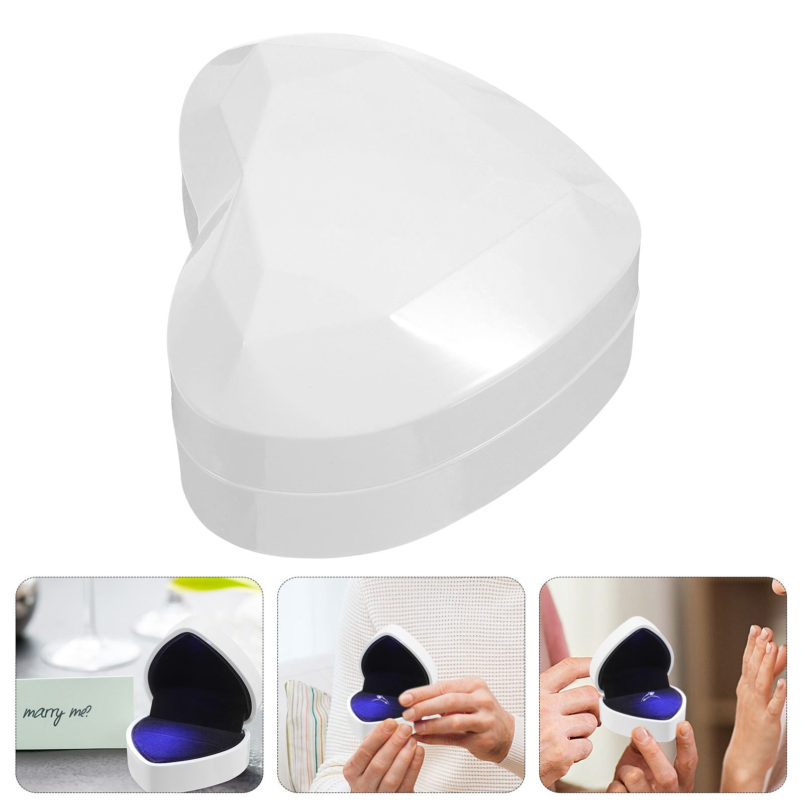 COSMOBETTY 1Pack Led Lighted Ring Box in Heart Form for Proposals and ...