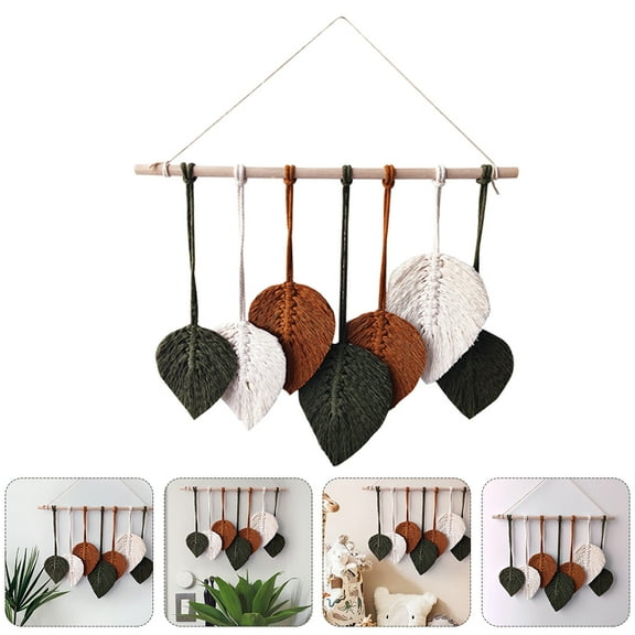 COSMOBETTY 1Pack Small Decorative Macrame Leaves Wall Hanging Multi Colored Cotton Modern Minimalist Wedding Decor