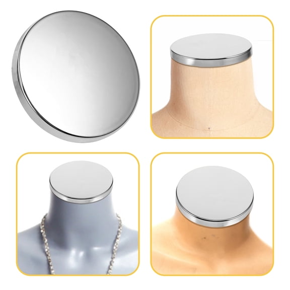 COSMOBETTY 1Pack Solid Model Head Holder Silver 4.3x4.3x1.2in For Makeup And Photography