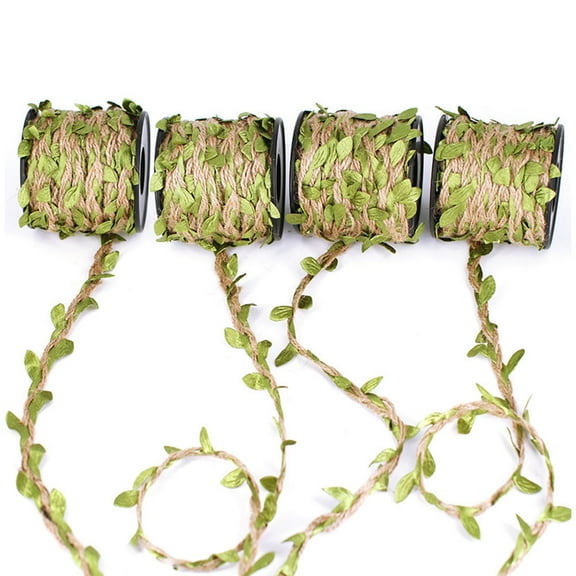 COSMOBETTY 1Pack Weaving Rope for Crafts with Green Leaves for Decoration 10M