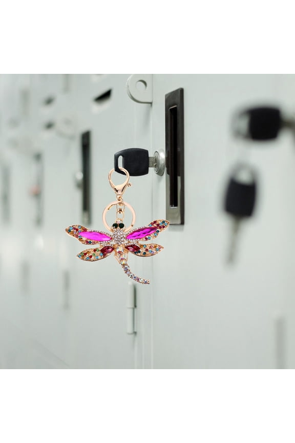1Pc Creative Dragonfly Keychain Zinc Alloy Rhinestone Inlaid Cute Key Chain For Women