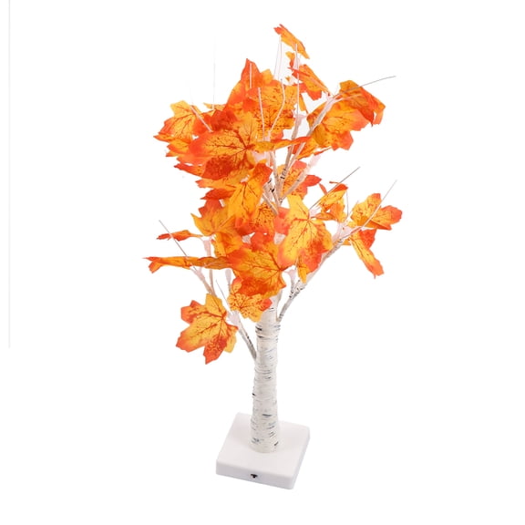 COSMOBETTY 1Pc Decor Lamp Led Light Tree Shape Ginkgo Orange Plastic For Outdoor Yard Party 60X3.9X3.9in