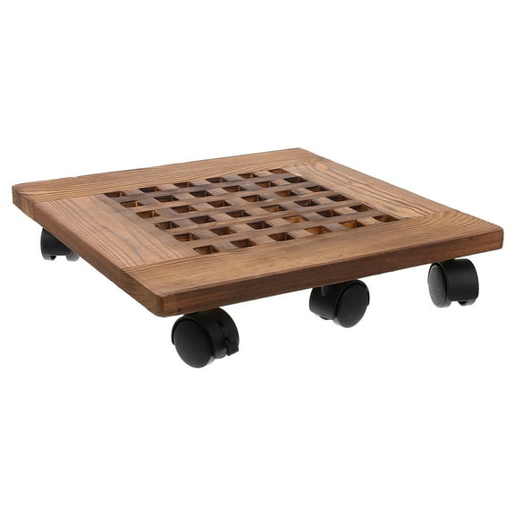 COSMOBETTY 1Pc Durable Brown Wood Movable Plant Pot Base for Home