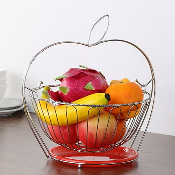 COSMOBETTY 1Pc Tabletop Fruit Draining Basket in Silver Tone for Home Users