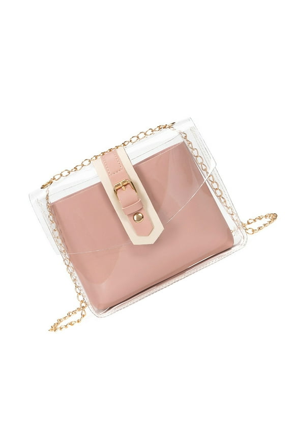 1Pc Transparent Design See Through Purse Clear Handbags For Girls Crossbody Use Shopping Night Out 7.9x6.7in
