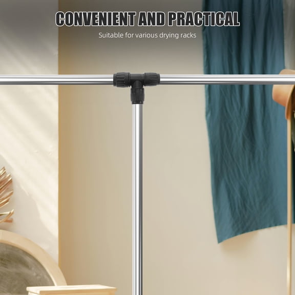 COSMOBETTY 1Pcs Clothes Rack Connectors for Users with Drying Racks Universal Compatibility in Black 4.13X3.14X1.18in