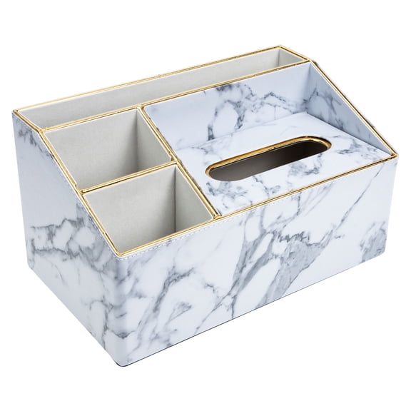 COSMOBETTY 1Pcs Marble Print Multi Functional Storage Box for Living Room and Bedroom 11.8x6.6in