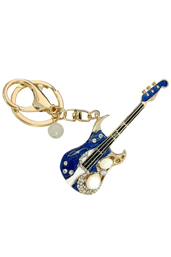 1Pcs Metal Guitar Keychain Compact Blue for Christmas present