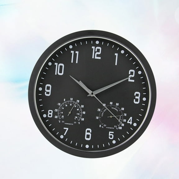 COSMOBETTY 1Pcs Minimalist Wall Clock Quartz Clock Modern Design Temperature And Humidity Meter 14 Inch