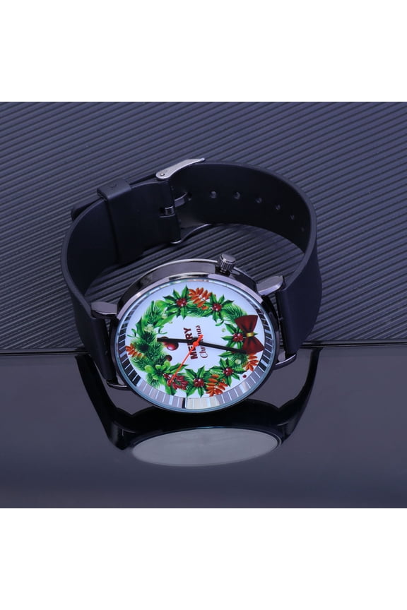 1Pcs Quartz Watch Casual Black Coated Glass Plastic Adjustable Strap Round For Women Men Students Christmas