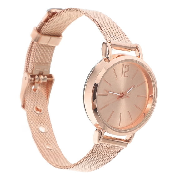 COSMOBETTY 1Pcs Quartz Wristwatch Women Minimalist Watch Rose Gold Mesh Band For Everyday Use