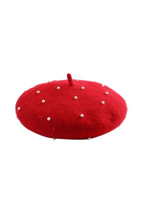 Red Wool Beret for Women, Round Shape Hat, Warm and Breathable Fashion Accessory