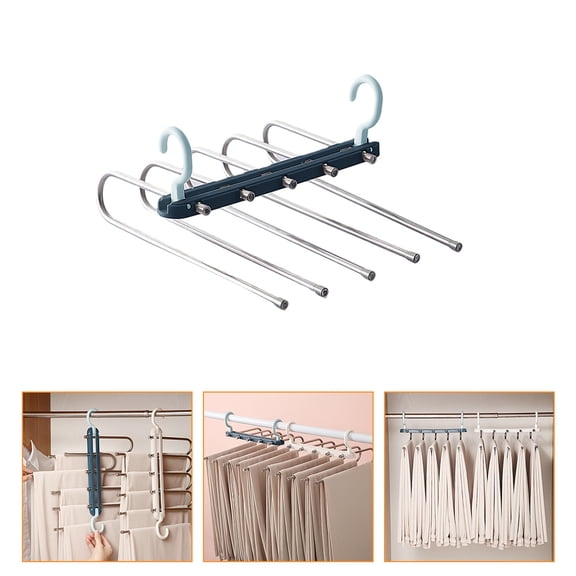 COSMOBETTY 1Pcs Scarf Rack Wardrobe Layered Storage Rack Blue Multi Layer Stainless Steel Home Use