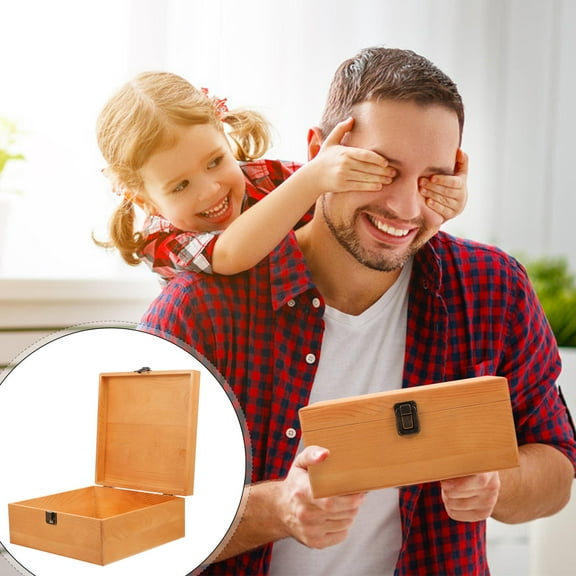 COSMOBETTY 1Pcs Vintage Storage Box In Orange Wood For Friends And Families 11.8x11.8x3.9in