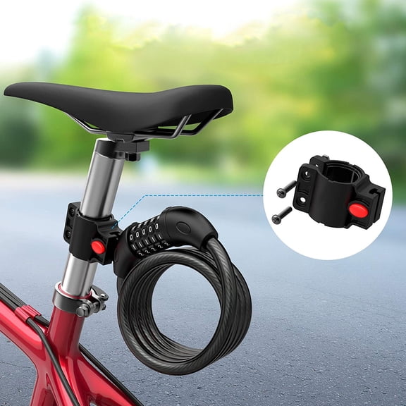 COSMOBETTY 1Set Bike Lock Cable Lock Heavy Duty Security Chain Black 180x4Cm