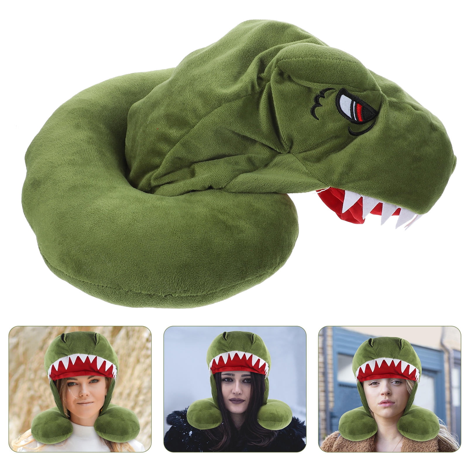 COSMOBETTY 1Set Dinosaur Hooded Neck Pillow Cartoon Animal Travel