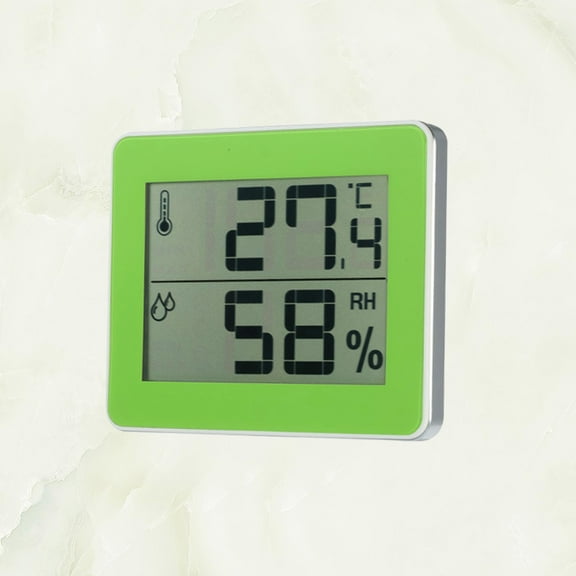 COSMOBETTY 1Set Electronic Temperature And Humidity Meter Green Plastic For Home Office Warehouse