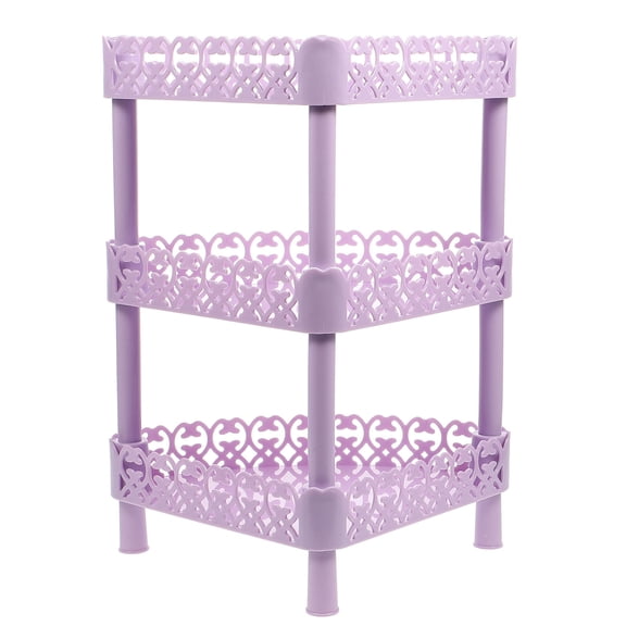 COSMOBETTY 1Set Floor Standing Corner Shelf Purple PP Material MultiFunctional Storage Rack For Homeowners Housewives