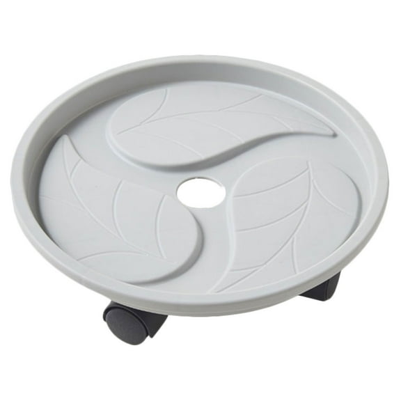 COSMOBETTY 1Set Grey Plastic Flower Pot Tray for Home Use Indoor Planting Movable Flower Pot Stand 10.2x10.2in