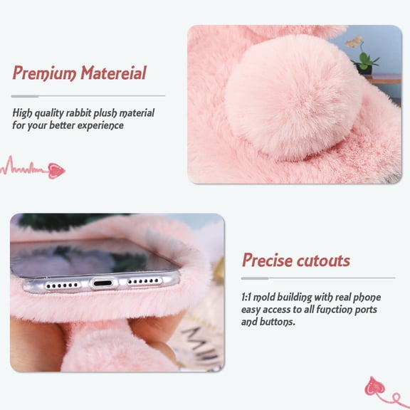 COSMOBETTY 1Set Pink Plush E Phone Case with Dustproof and Scratch Resistant Features 5.7x2.9x0.4in
