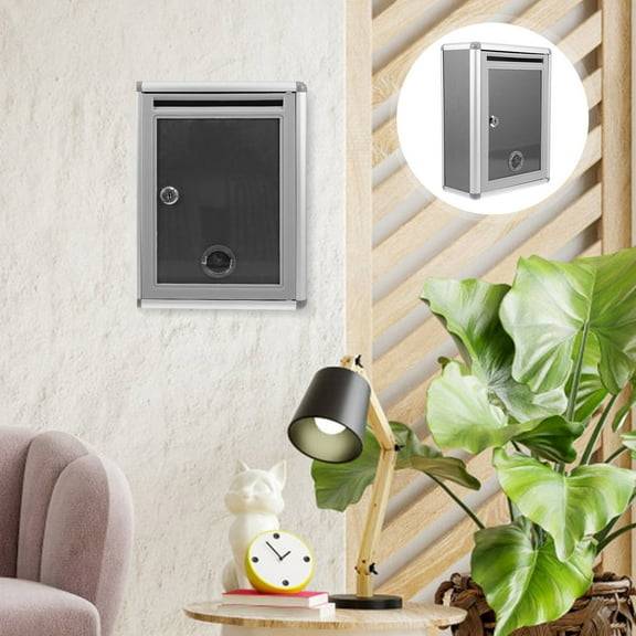 COSMOBETTY 1Set Wall Mounted Letter Box for Mail Collection Lockable in Silver 27x8.5in