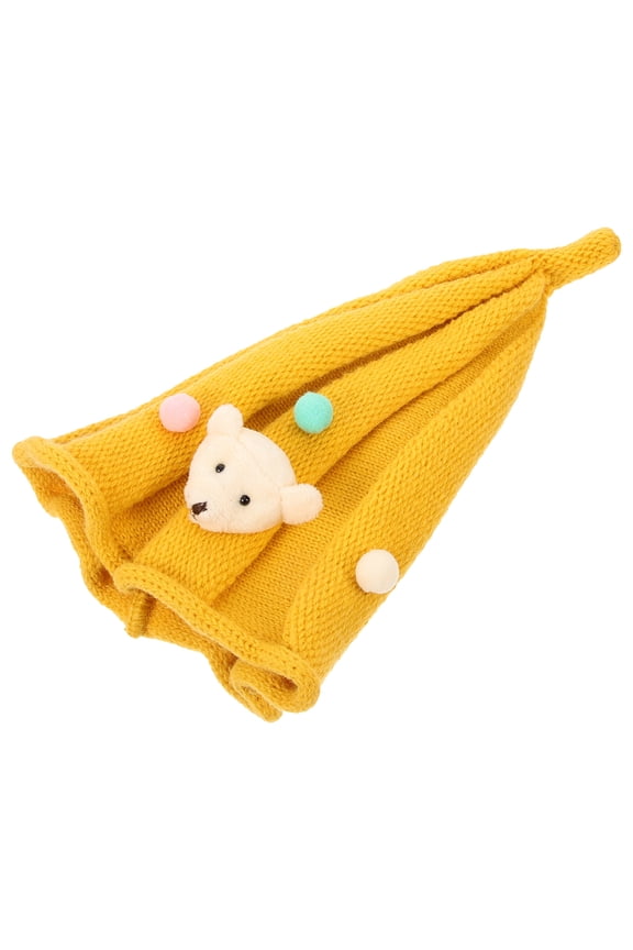 1pc Adorable Bear Pattern Woolen Hat For Warm Hat For Autumn Parties Durable Design Present Yellow