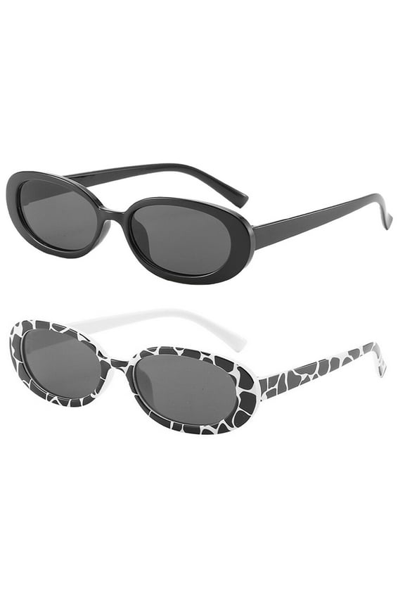 2 Pairs Trendy Sunglasses Small Frame Oval Shape For Teen Girls Women Party Decoration 14.4x13.8x3.8Cm