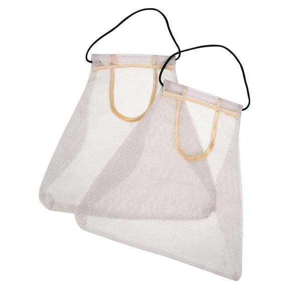 COSMOBETTY Set of 2 Reusable Beige Mesh Produce Bags, Washable and Ventilated for Kitchen and Grocery Use