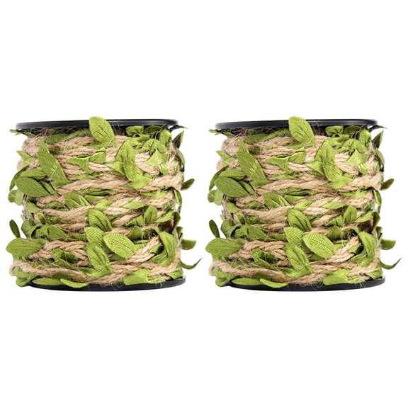 COSMOBETTY 2 Rolls Rope Simulation Green Leaves for Wall Vines and Green Leaves Jute Twine
