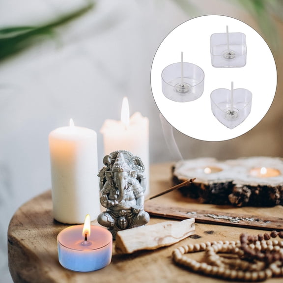 COSMOBETTY 20-Pcs Set Plastic Tealight Cup with Wick for Diy Candle Making Valentine's Day Decorative Lighting