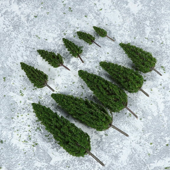 COSMOBETTY 20Pcs Architecture Model Trees Plastic Green 6.3in to 1.9in for Diorama and Model Landscape
