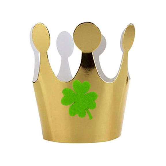 COSMOBETTY 20Pcs Patricks Day Hats Paper Crowns Hat with Clover Shape for Kids and Adults