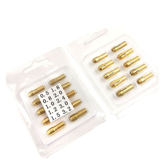 COSMOBETTY 20Pcs Self-Tightening Drill Chuck Cylindrical Brass Collet for Hobby Use 1.6x0.6x0.6in