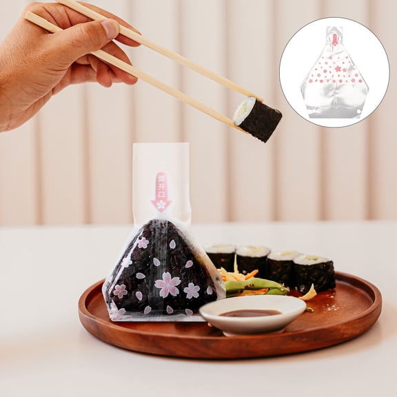 COSMOBETTY 20pcs Triangle Onigiri Wrappers Plastic Rice Balls Bags, Triangle Onigiri Wrappers Sushi Storage Bags, Triangle Onigiri Wrapping Bags, Plastic Rice Balls Bags Onigiri BaggiesN