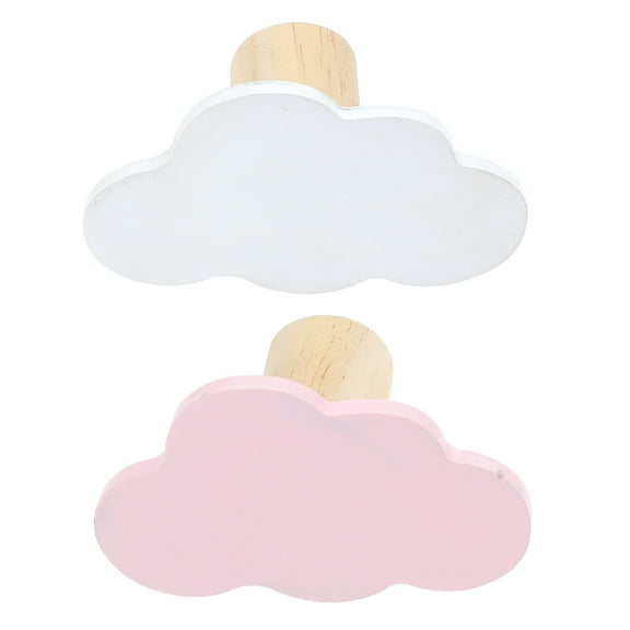 COSMOBETTY 2Pcs Cloud Hook Wall Decors Pink and White for Childrens Room 10x6.5in