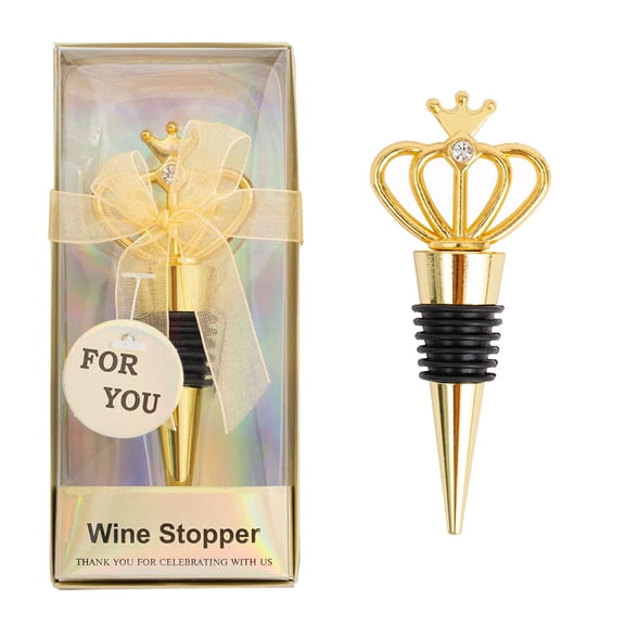 COSMOBETTY 2Pcs Glass Bottle Stopper Golden Alloy Crown Shape Prevent Alcohol Volatilization Design