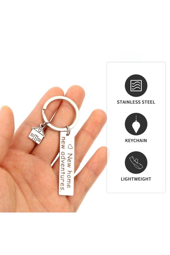 2Pcs Housewarming present Keychains Silver Stainless Steel Miniature House Shaped Pendant for Keys Bags Cars