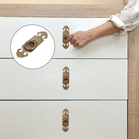 COSMOBETTY 2Pcs Light Brown Rectangular Cabinet and Drawer Pulls Chinese Style Hardware