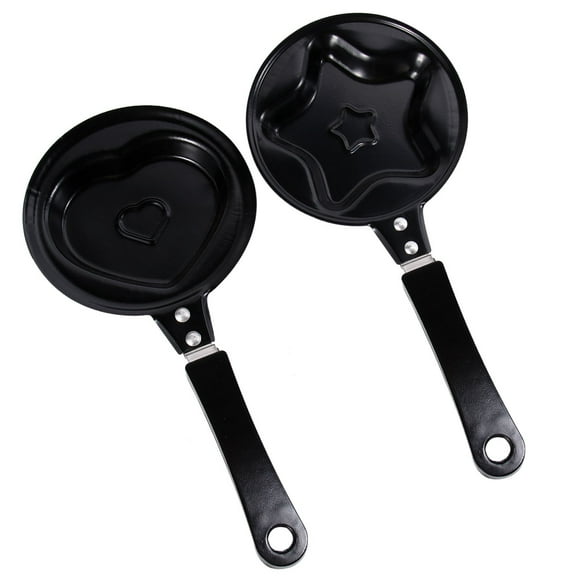 COSMOBETTY 2Pcs Mini Frying Pans Nonstick Heart Shape Iron For Childrens Meals