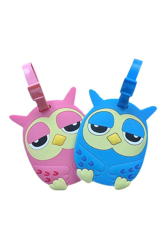 2Pcs Owl Luggage Tags Silicone Identification Travel Accessory for Suitcase Handbag Backpack